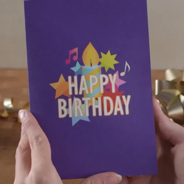Papercrush pop-up wenskaart verjaardagstaart met licht en muziek voorkant