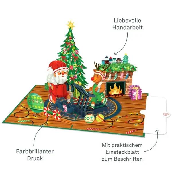 Papercrush pop-up wenskaart vrolijke fitmas binnenkant met schrijfkaart