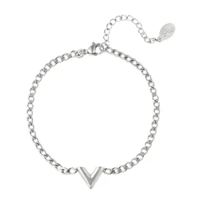 Yehwang armband letter V zilver